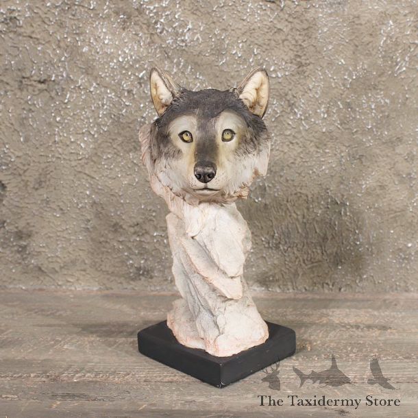 Pedestal Wolf Statue Figurine #11329 - The Taxidermy Store
