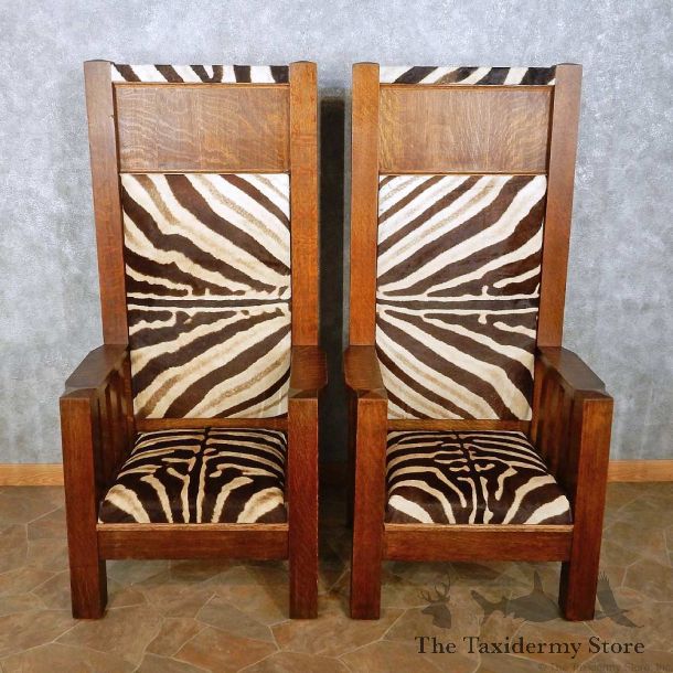 African Zebra Skin Bishop Chairs For Sale #28803 @ The Taxidermy Store
