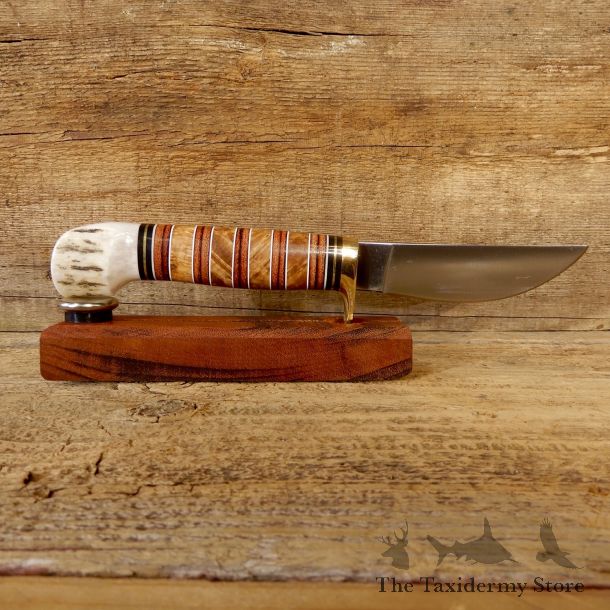 Custom Stacked Leather and Ash Burl Hunting Knife For Sale #19183 @ The Taxidermy Store