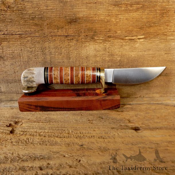 Custom Stacked Leather and Ash Burl Hunting Knife For Sale #19204 @ The Taxidermy Store