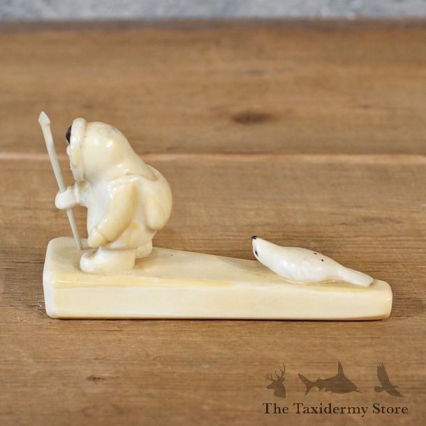 Native Ivory Eskimo & Seal Figurine #12072 For Sale @ The Taxidermy Store