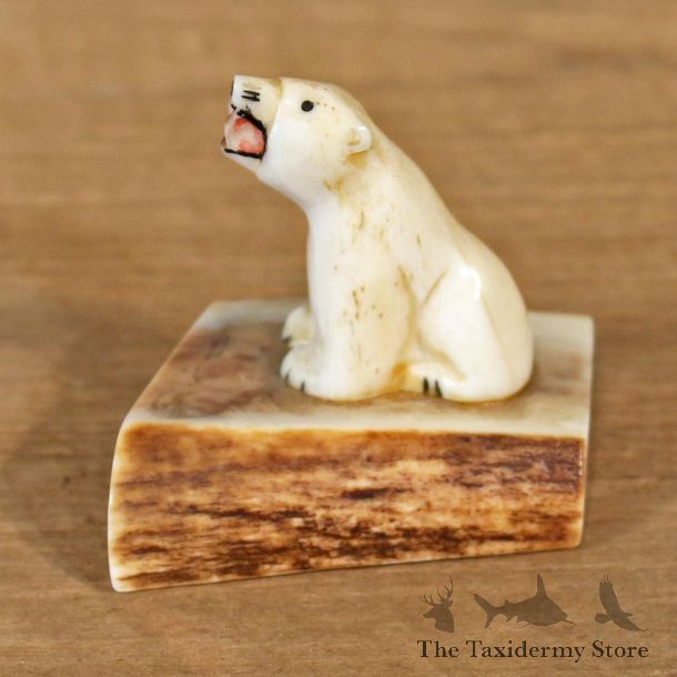 Native Ivory Polar Bear Figurine #12082 For Sale @ The Taxidermy Store