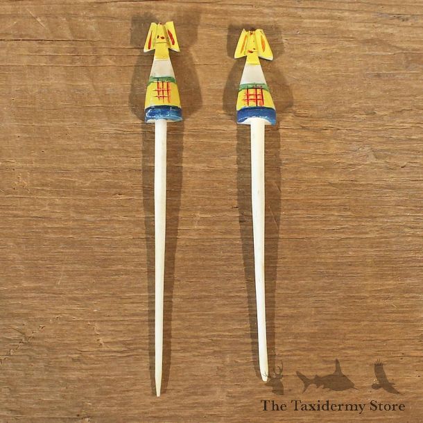 Authentic Native Carved Ivory Olive Spear Set #12103 For Sale @ The Taxidermy Store